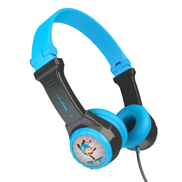 jlab-jbuddies-folding-kids-on-ear-headphones-blue-gray-volume-limited-85-db-falt image 1