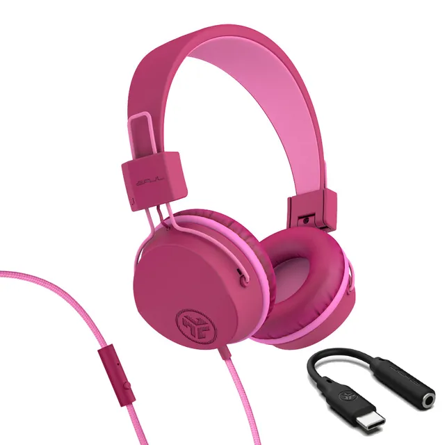 jlab-jbuddies-studio-on-ear-kopfh-rer-f-r-kinder-kabelgebunden-usb-c-dunkelrosa- image 1